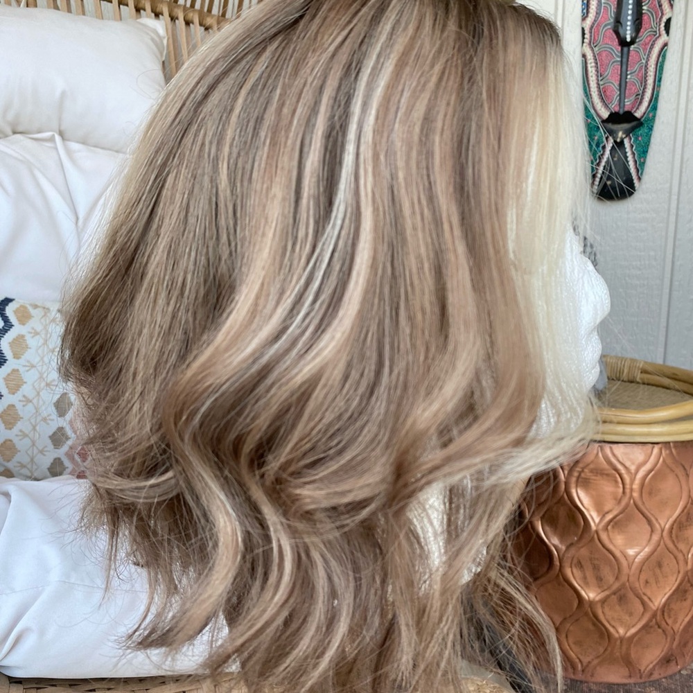 Uniwigs 100% Human Hair Topper Neutral Ash Brown with blonde